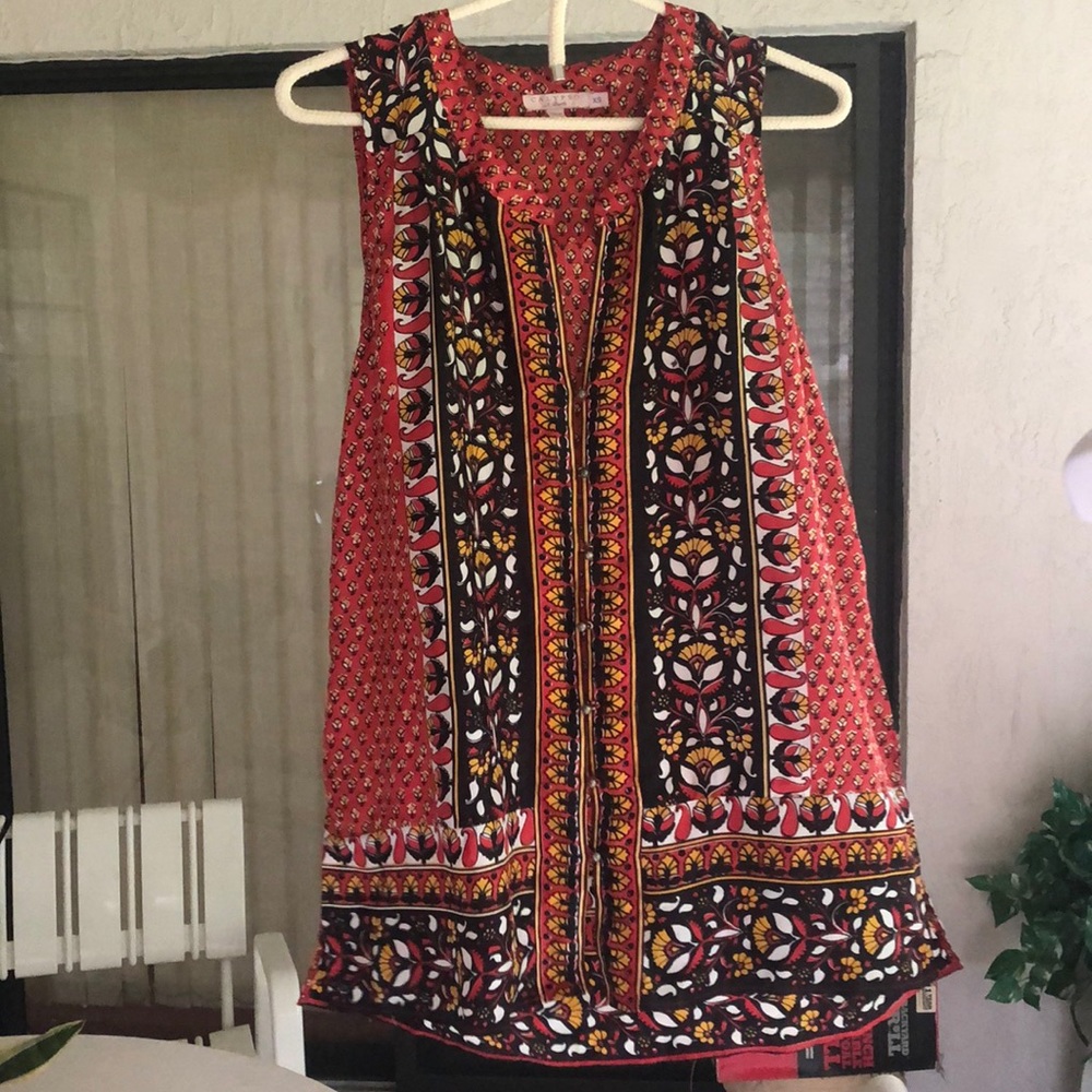 Calypso silk printed sleeveless top